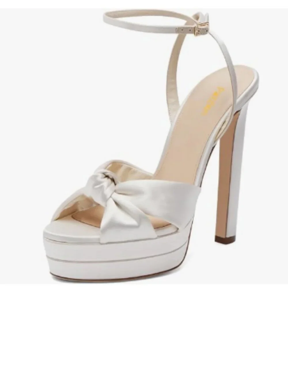 Pazzion White Double Platform Sky High Heel Knots Open Toe Ankle Strap Sandals